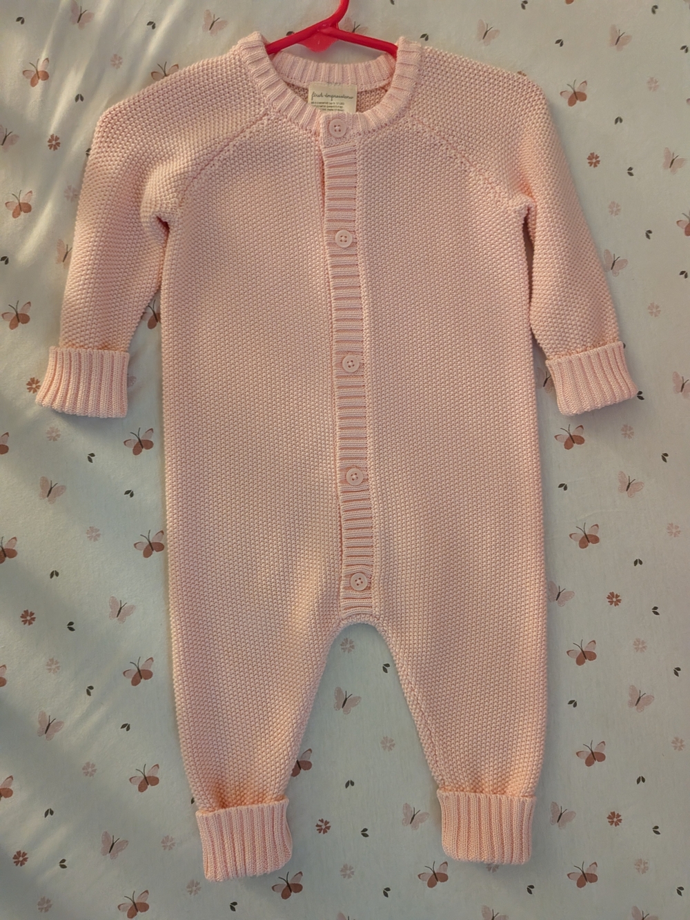 First Impressions Light Pink Knit Baby Footie One-Piece